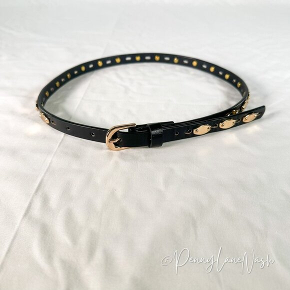 Forever21 Gold Studded 60cm Skinny Belt Size XS/S - Picture 3 of 4